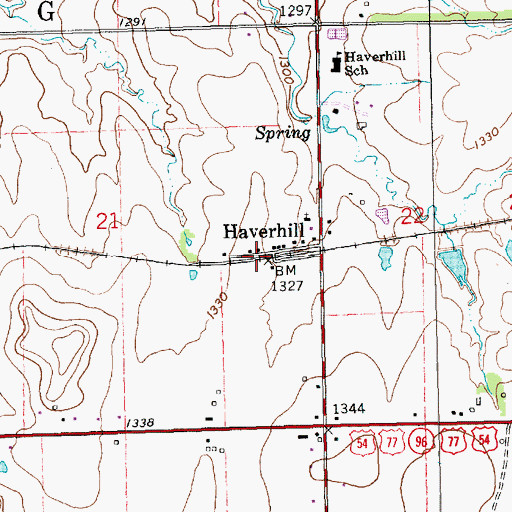 Topographic Map of Haverhill, KS