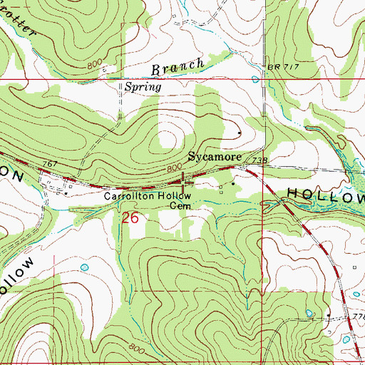 Topographic Map of Carrollton Hollow Cemetery, AR