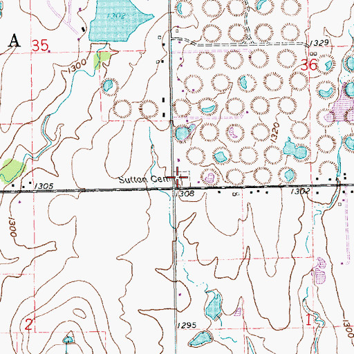 Topographic Map of Sutton Cemetery, KS