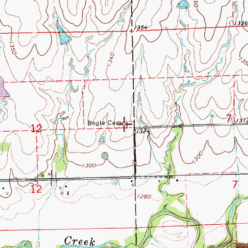 Topographic Map of Bogle Cemetery, KS