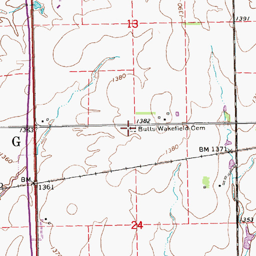 Topographic Map of Butts-Wakefield Cemetery, KS
