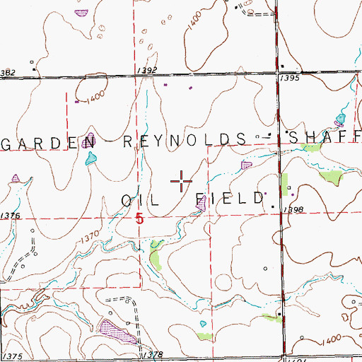 Topographic Map of Garden-Reynolds-Shaffer Oil Field, KS