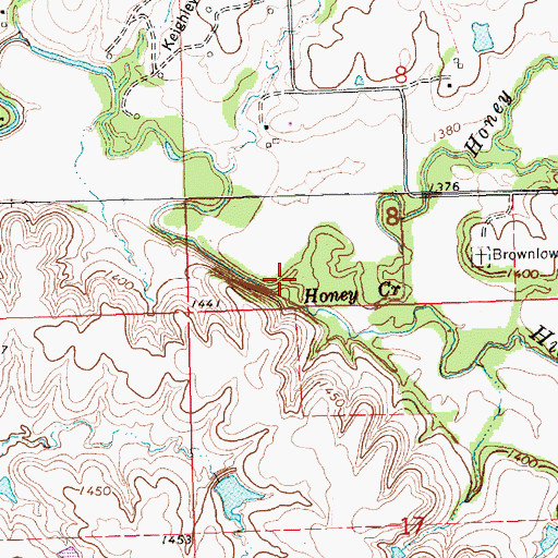 Topographic Map of Honey Creek, KS