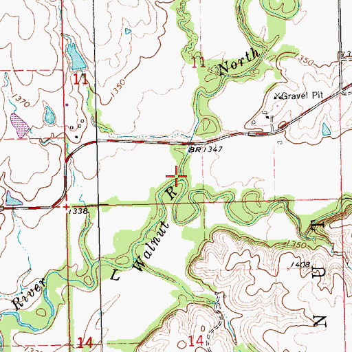 Topographic Map of South Branch Little Walnut River, KS