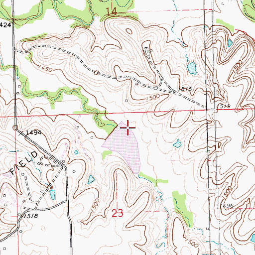 Topographic Map of Keighley Oil Field, KS