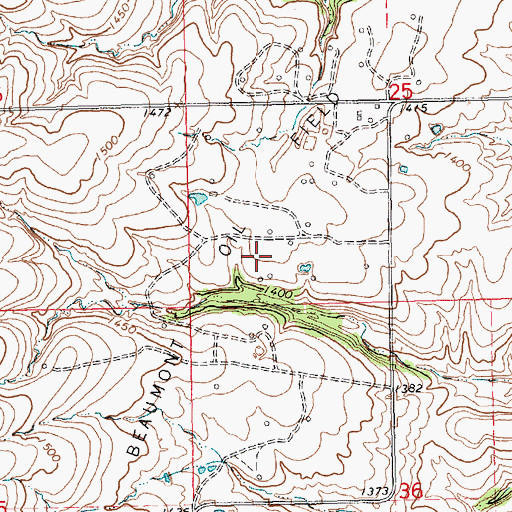 Topographic Map of Beaumont Oil Field, KS