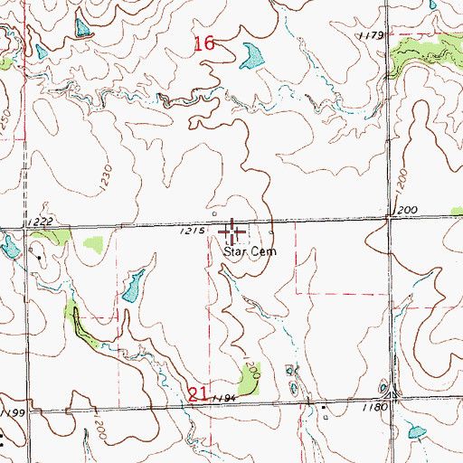 Topographic Map of Star Cemetery, KS