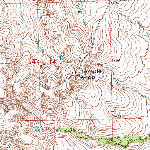 Topographic Map of Temple Knob, KS