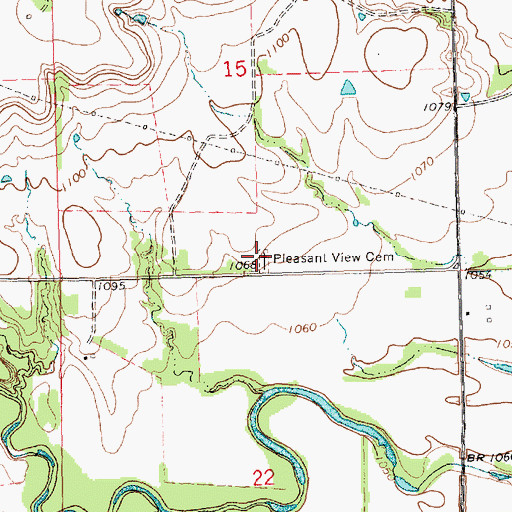 Topographic Map of Pleasant View Cemetery, KS