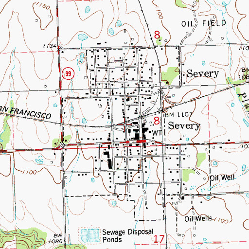 Topographic Map of Severy, KS
