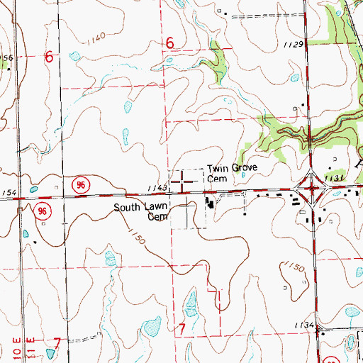 Topographic Map of Twin Grove Cemetery, KS