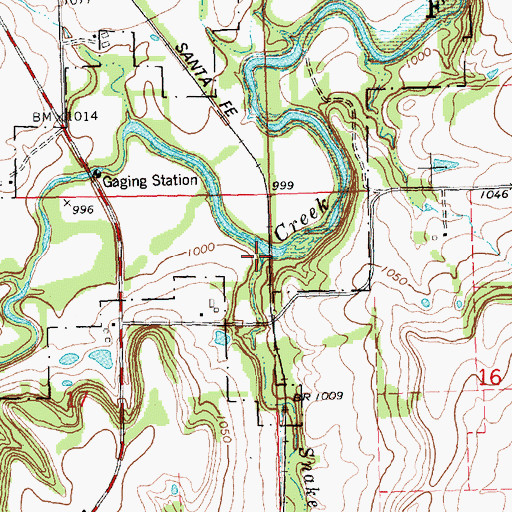 Topographic Map of Snake Creek, KS