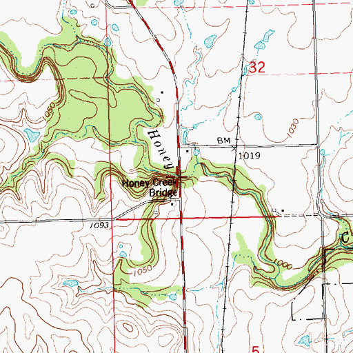 Topographic Map of Honey Creek Bridge, KS