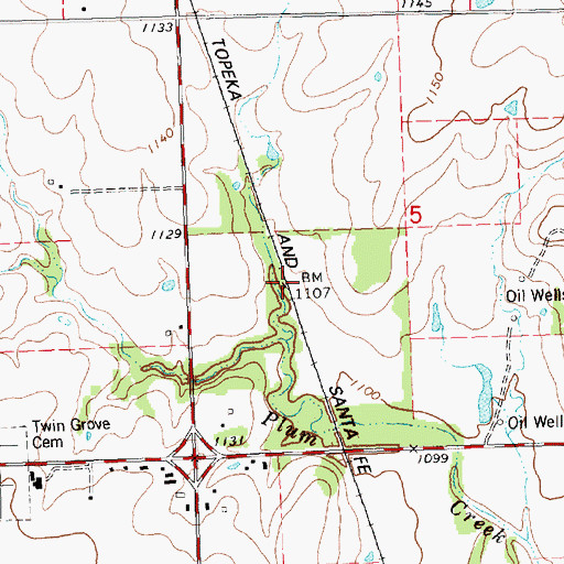 Topographic Map of Township of Twin Grove, KS