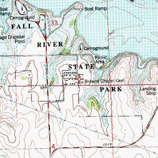 Topographic Map of Browns Chapel Cemetery, KS