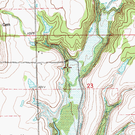 Topographic Map of Badger Creek, KS