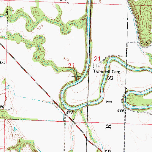 Topographic Map of Brush Creek, KS