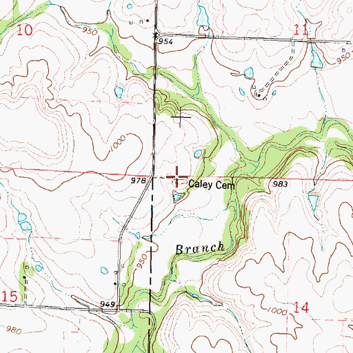 Topographic Map of Caley Cemetery, KS