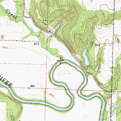 Topographic Map of Meadow Creek, KS