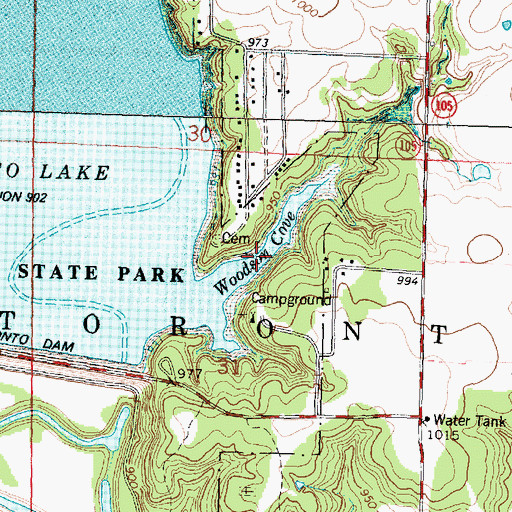 Topographic Map of Woodson Cove, KS
