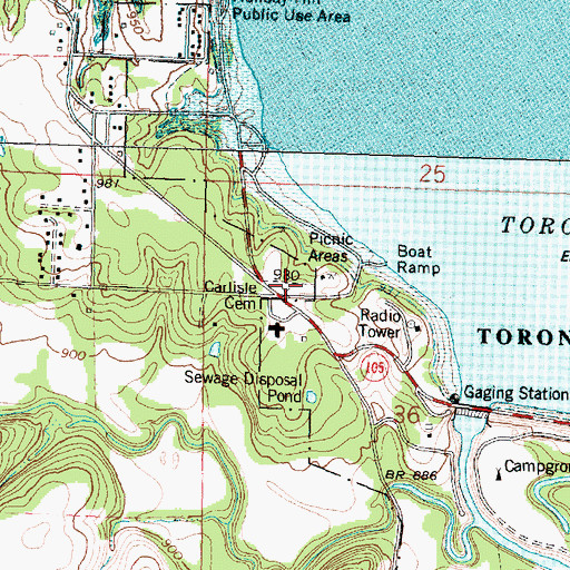 Topographic Map of Carlisle Cemetery, KS