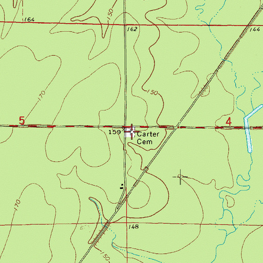 Topographic Map of Carter Cemetery, AR