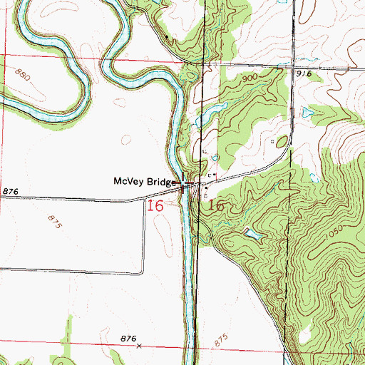 Topographic Map of McVey Bridge, KS