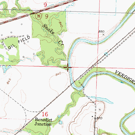 Topographic Map of Snake Creek, KS