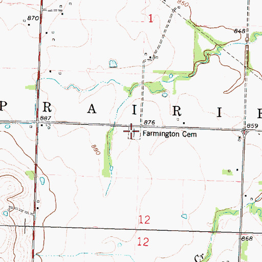 Topographic Map of Farmington Cemetery, KS