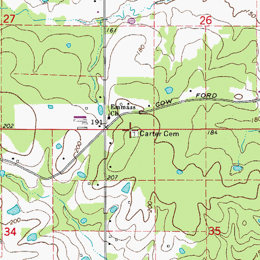 Topographic Map of Carter Cemetery, AR