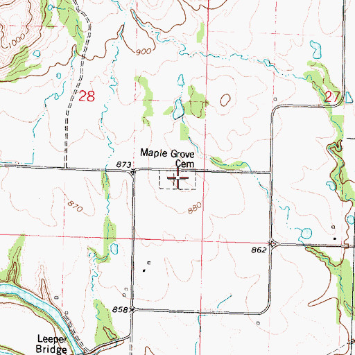 Topographic Map of Maple Grove Cemetery, KS