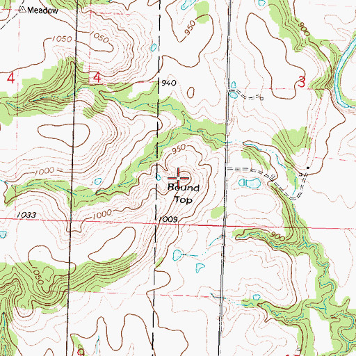 Topographic Map of Round Top, KS