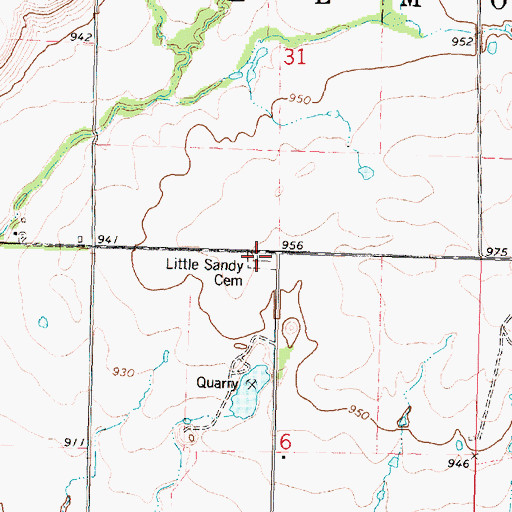 Topographic Map of Little Sandy Cemetery, KS