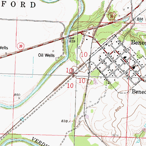 Topographic Map of Benedict, KS