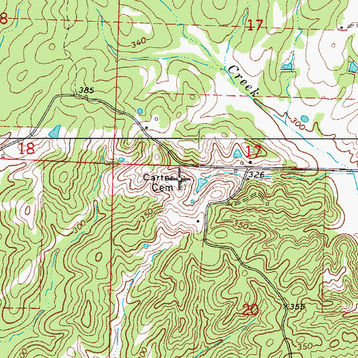 Topographic Map of Carter Cemetery, AR
