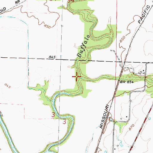 Topographic Map of Elder Branch, KS