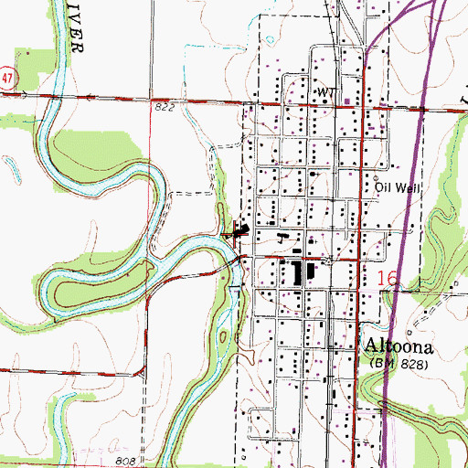 Topographic Map of Altoona - Midway Elementary School, KS