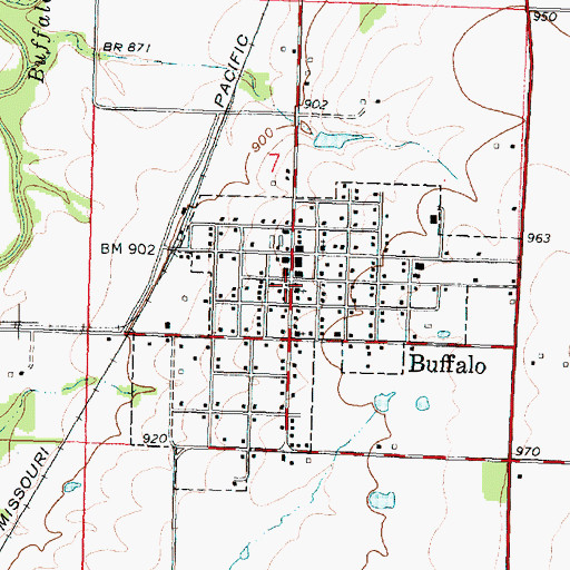 Topographic Map of Buffalo, KS