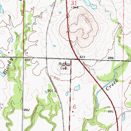 Topographic Map of Buffalo Cemetery, KS