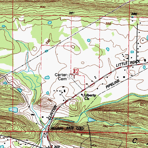 Topographic Map of Carter Cemetery, AR