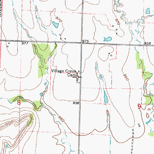 Topographic Map of Village Creek Cemetery, KS