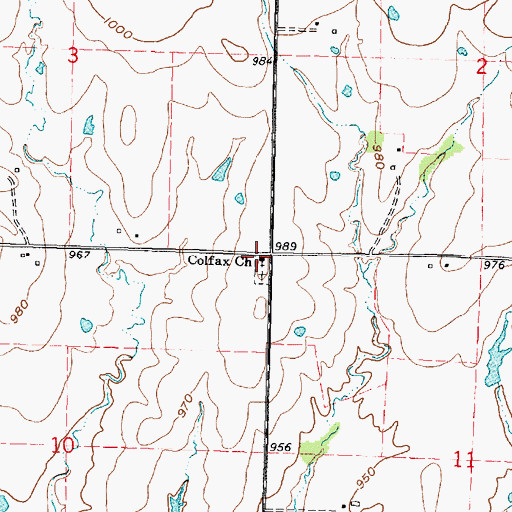 Topographic Map of Colfax Baptist Church, KS