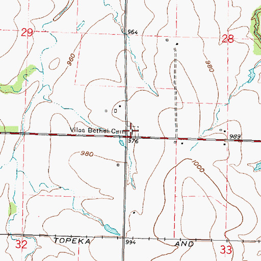 Topographic Map of Vilas Bethel Cemetery, KS