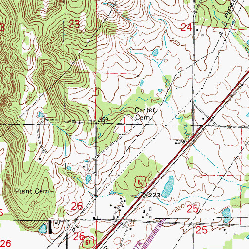 Topographic Map of Carter Cemetery, AR