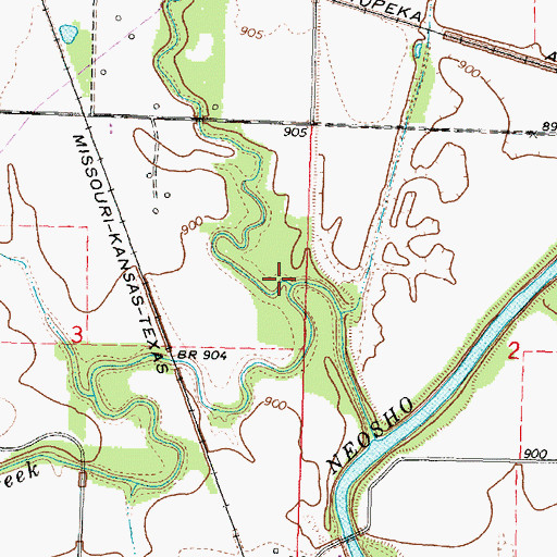 Topographic Map of Little Turkey Creek, KS