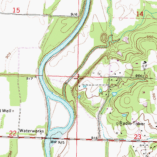 Topographic Map of Township of Tioga, KS