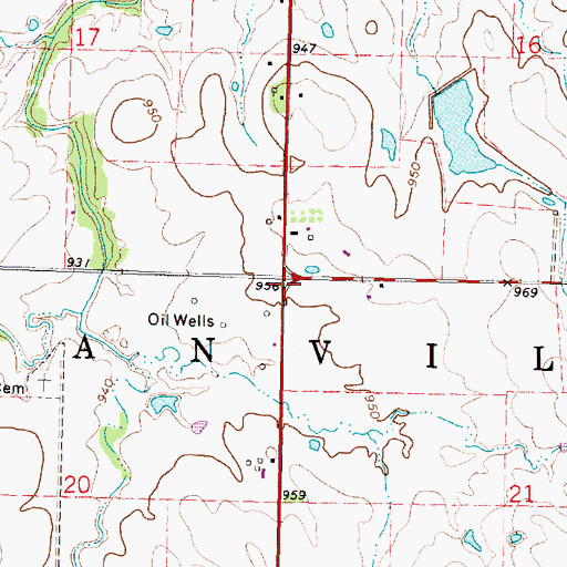 Topographic Map of Township of Canville, KS
