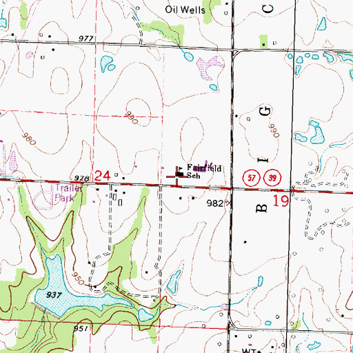 Topographic Map of Fairfield Elementary School, KS