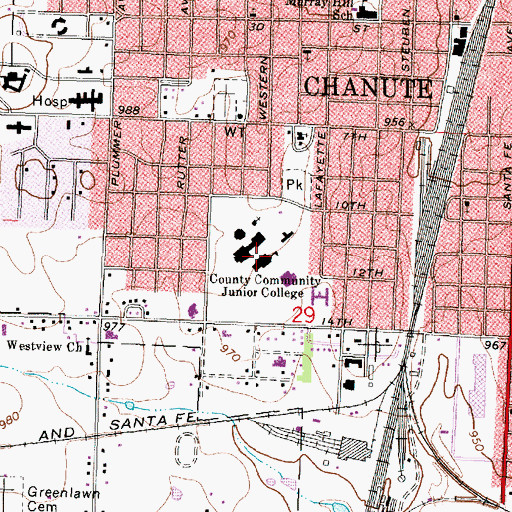 Topographic Map of Neosho County Community College - Chanute, KS