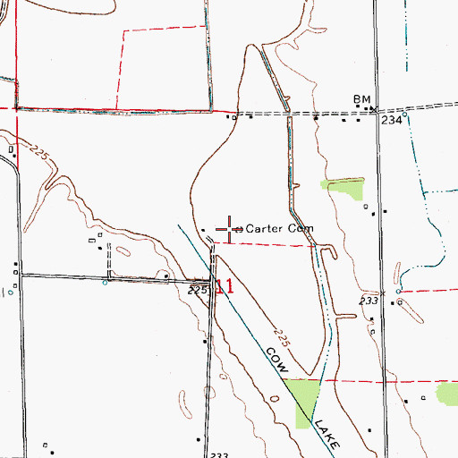 Topographic Map of Carter Cemetery, AR